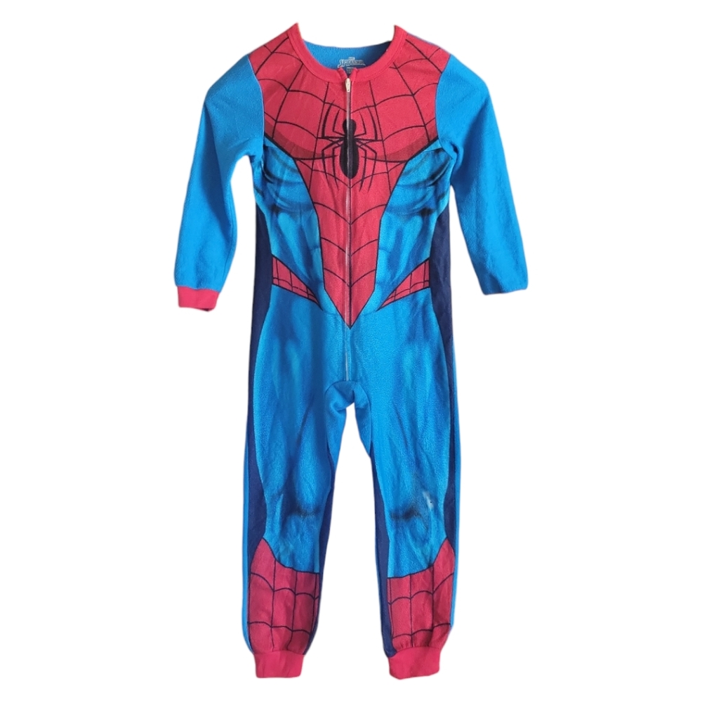 Vtg Marvel Spiderman Superhero Costume Blanket Pajama Sleeper Halloween
